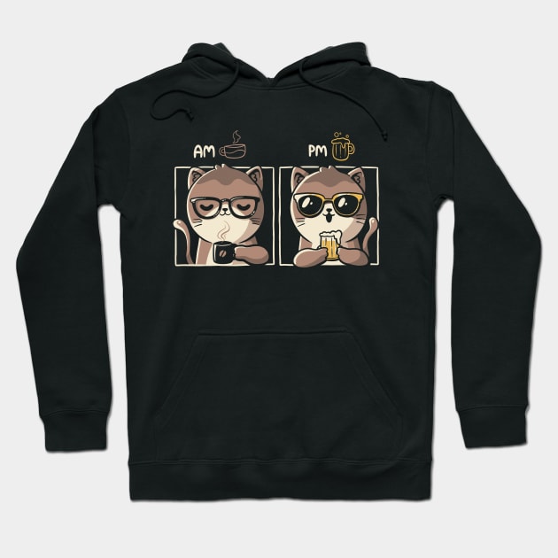 AM PM - Beer Coffee Funny Cat Gift Hoodie by eduely